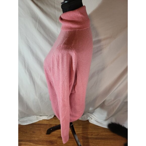 Talbots Pure Cashmere Sweater L Pink Perfect Turtleneck Soft Cozy Comfy - Picture 4 of 6